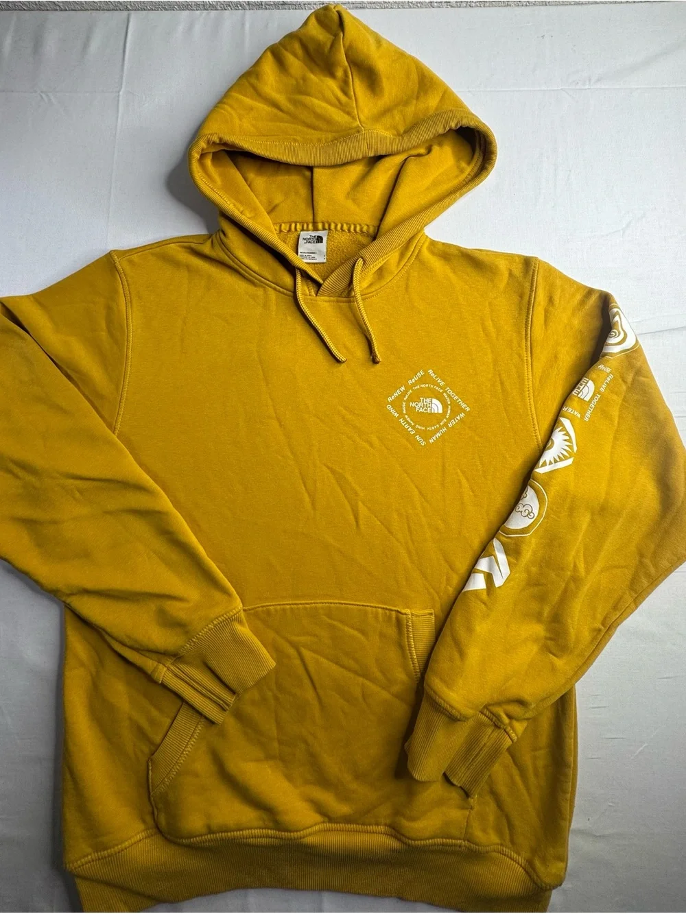 The North Face Men's Mustard Yellow Graphic Pullover Hoodie